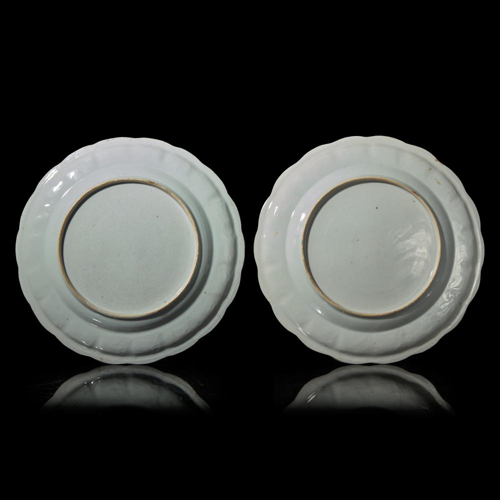 A Pair of Chinese Famille Rose 'Meiren' Chargers, Qianlong Period