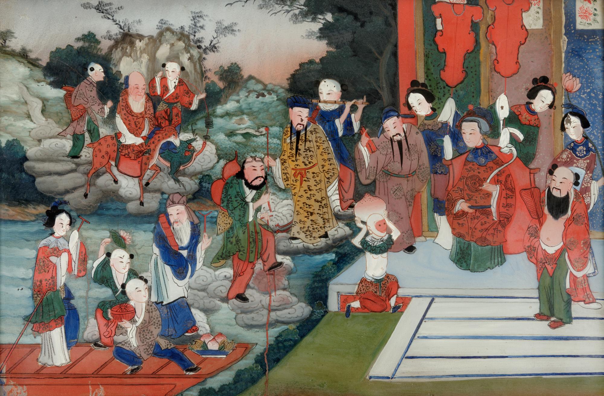 Two Chinese Reverse Paintings on Glass