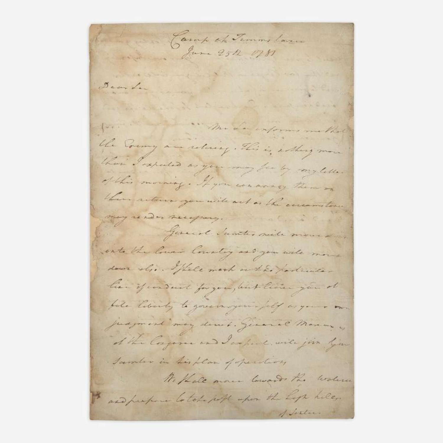 [American Revolution] Greene, Nathanael Autograph letter, signed