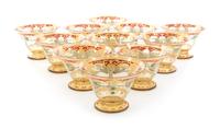 A Set of Eleven Enameled Glass Bowls Diameter 4 1/2 inches.