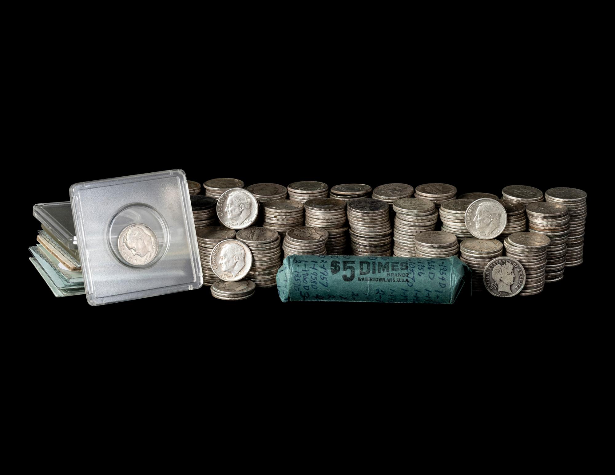 A Large Collection of Pre-1965 10c Coins