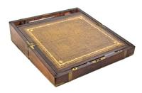 An English Walnut Lap Desk, Height 7 x width 20 x depth 10 inches.