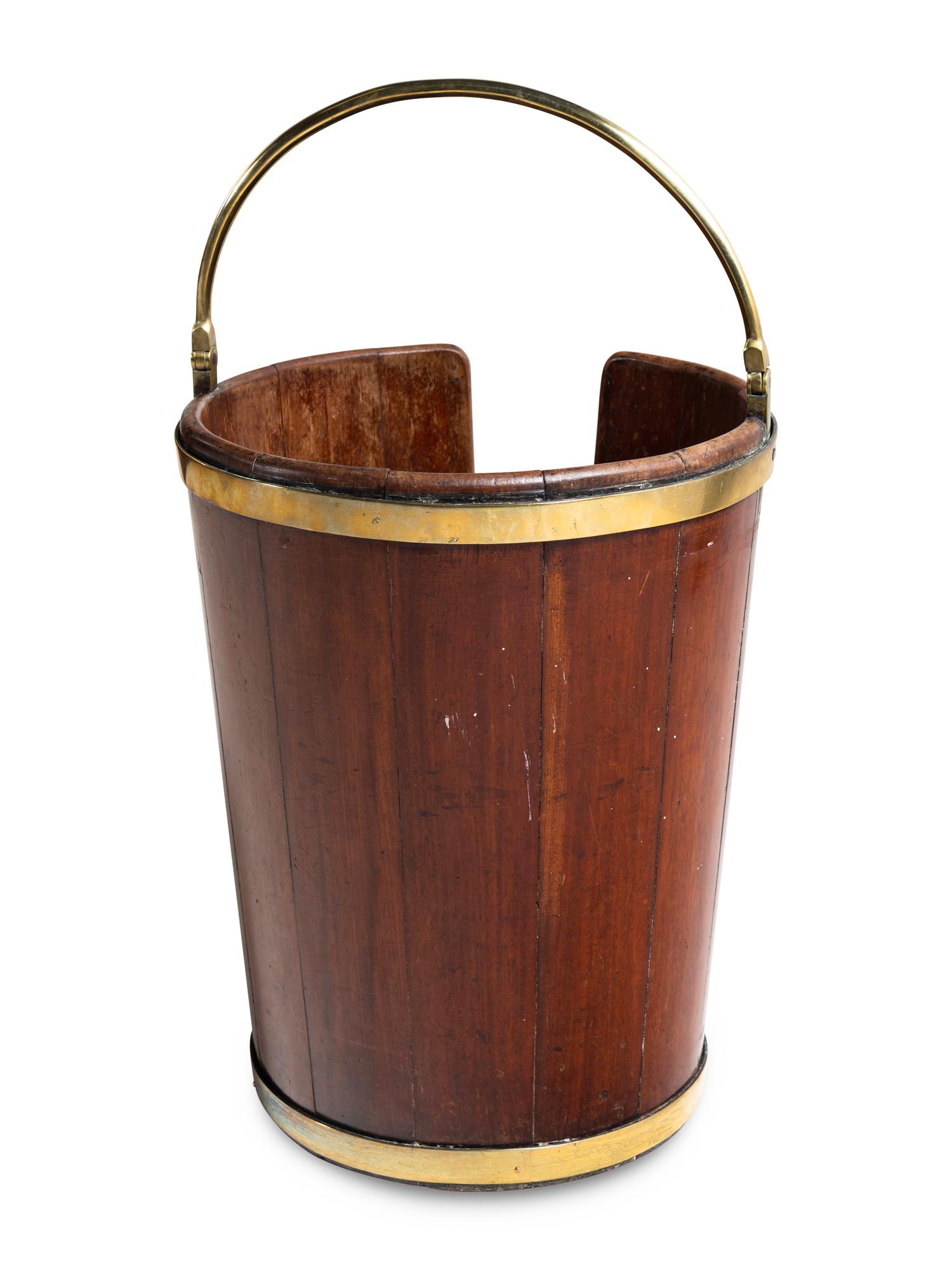 An English Brass-Banded Mahogany Plate Bucket