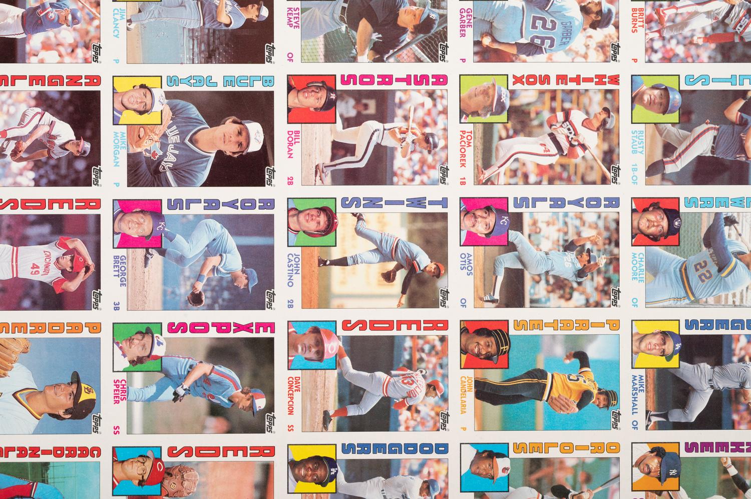 A Group of Eight Uncut Sheets of 1984 Topps 7-Eleven Baseball Cards