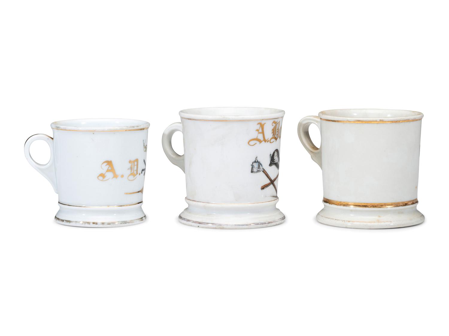 Three Porcelain Occupational Shaving Mugs