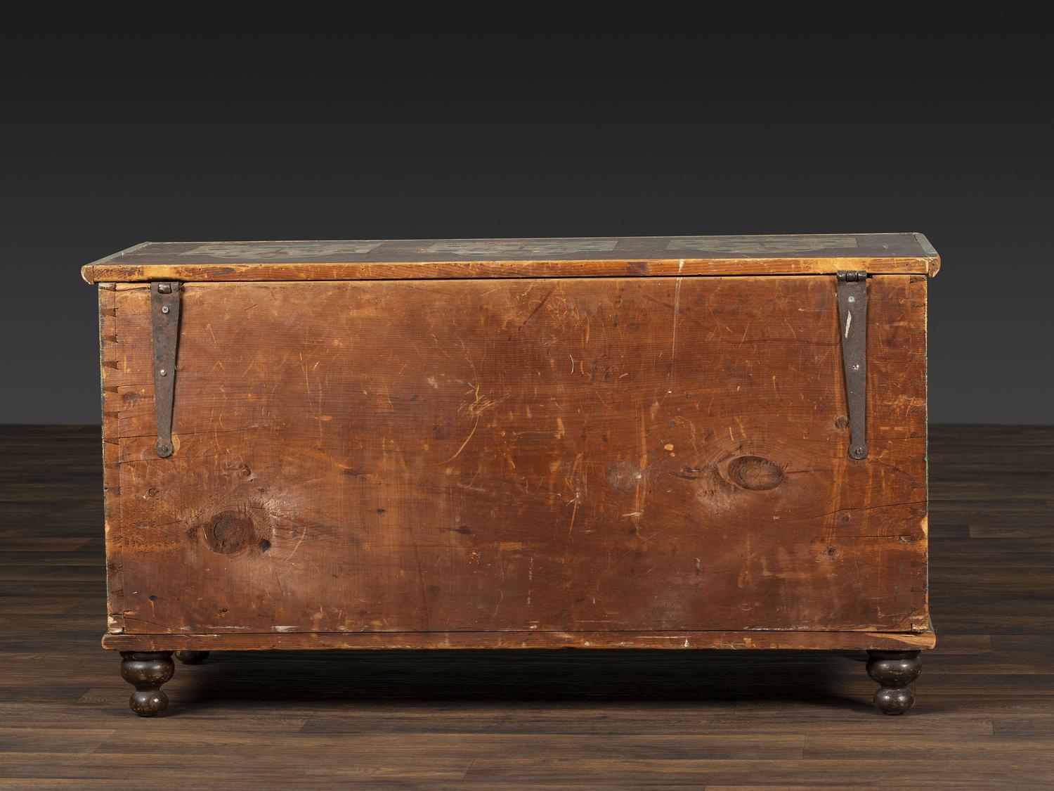 A Country Grain and Floral Painted Pine Painted Blanket Chest