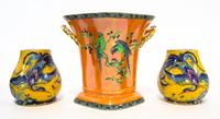 A Collection of Ceramic Vases Height of tallest 8 1/4 inches.