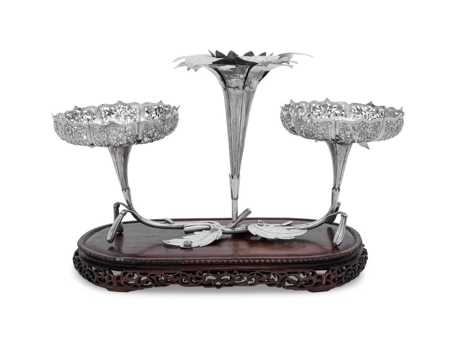 A Chinese Export Silver Epergne