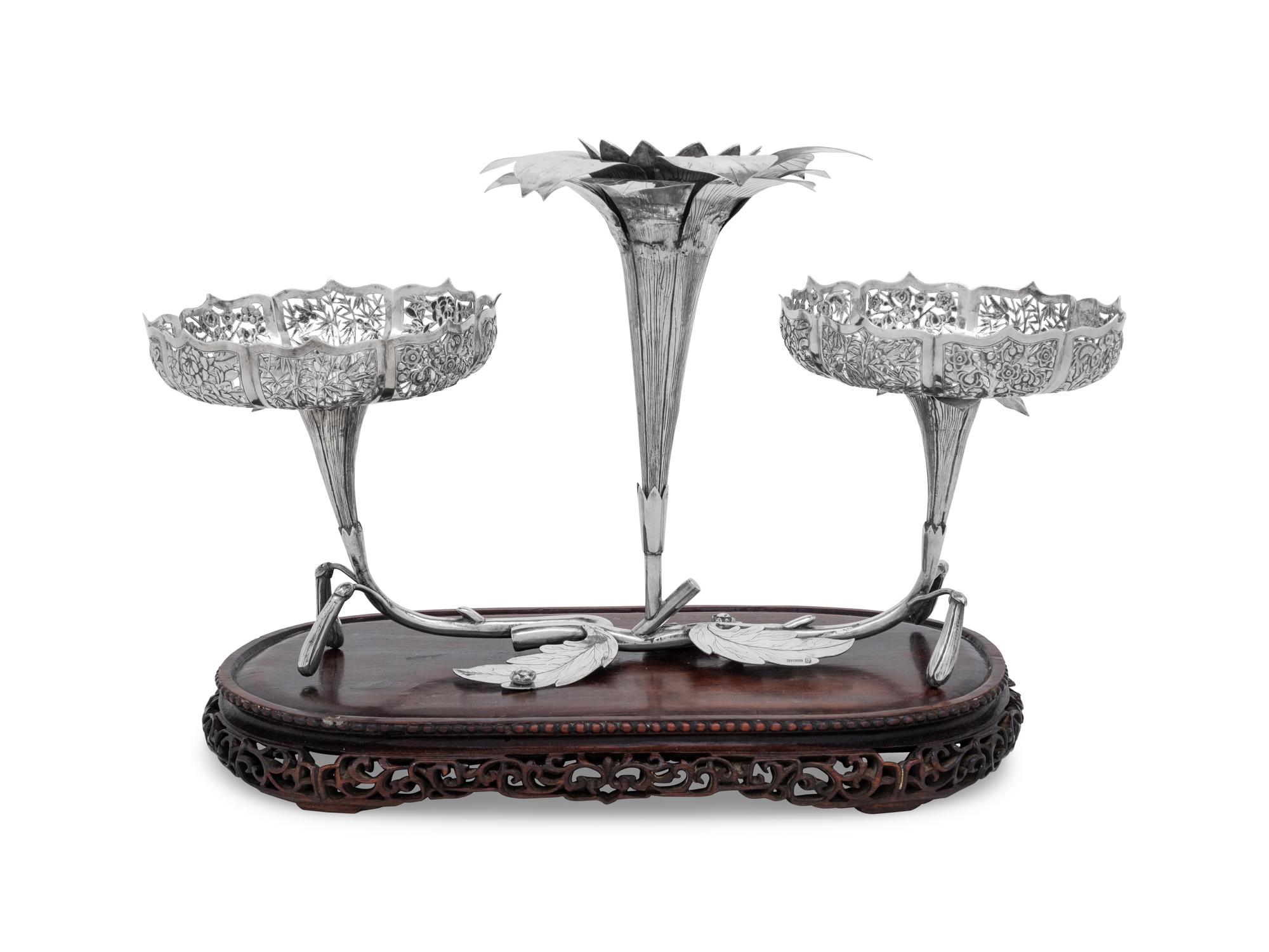 A Chinese Export Silver Epergne