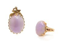 A Collection of Lavender Jadeite Jade Jewelry, 11.30 dwts.
