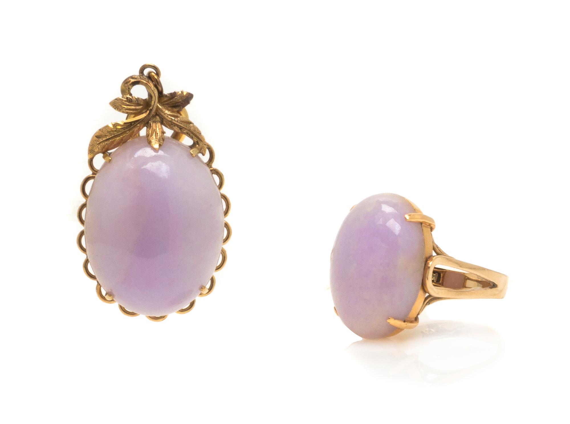 A Collection of Lavender Jadeite Jade Jewelry, 11.30 dwts.
