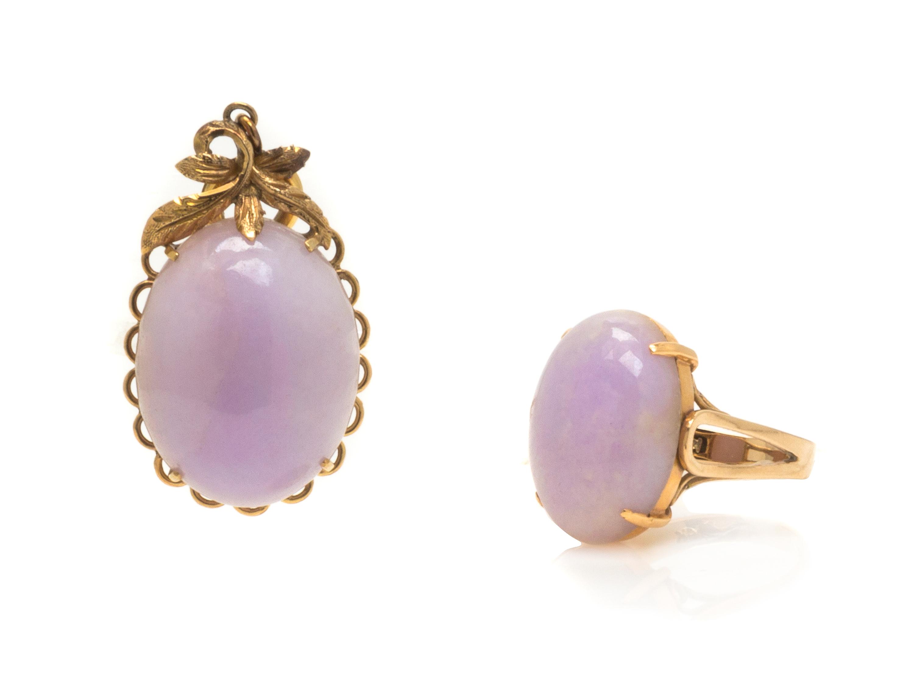A Collection of Lavender Jadeite Jade Jewelry, 11.30 dwts.