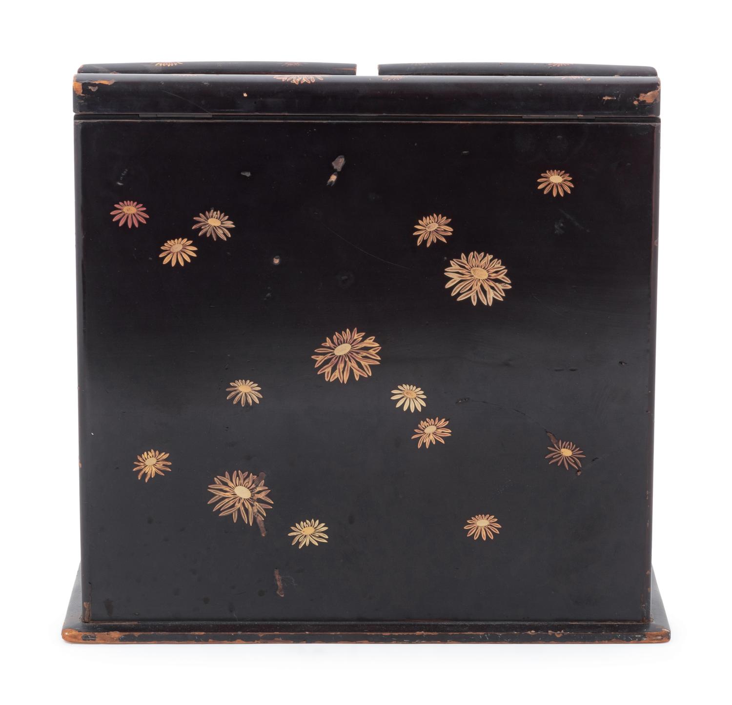 A Japanese Gilt, Black and Red Lacquered Stationary Chest