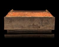 A Chinese Red Painted Grey Pottery Treasure Box