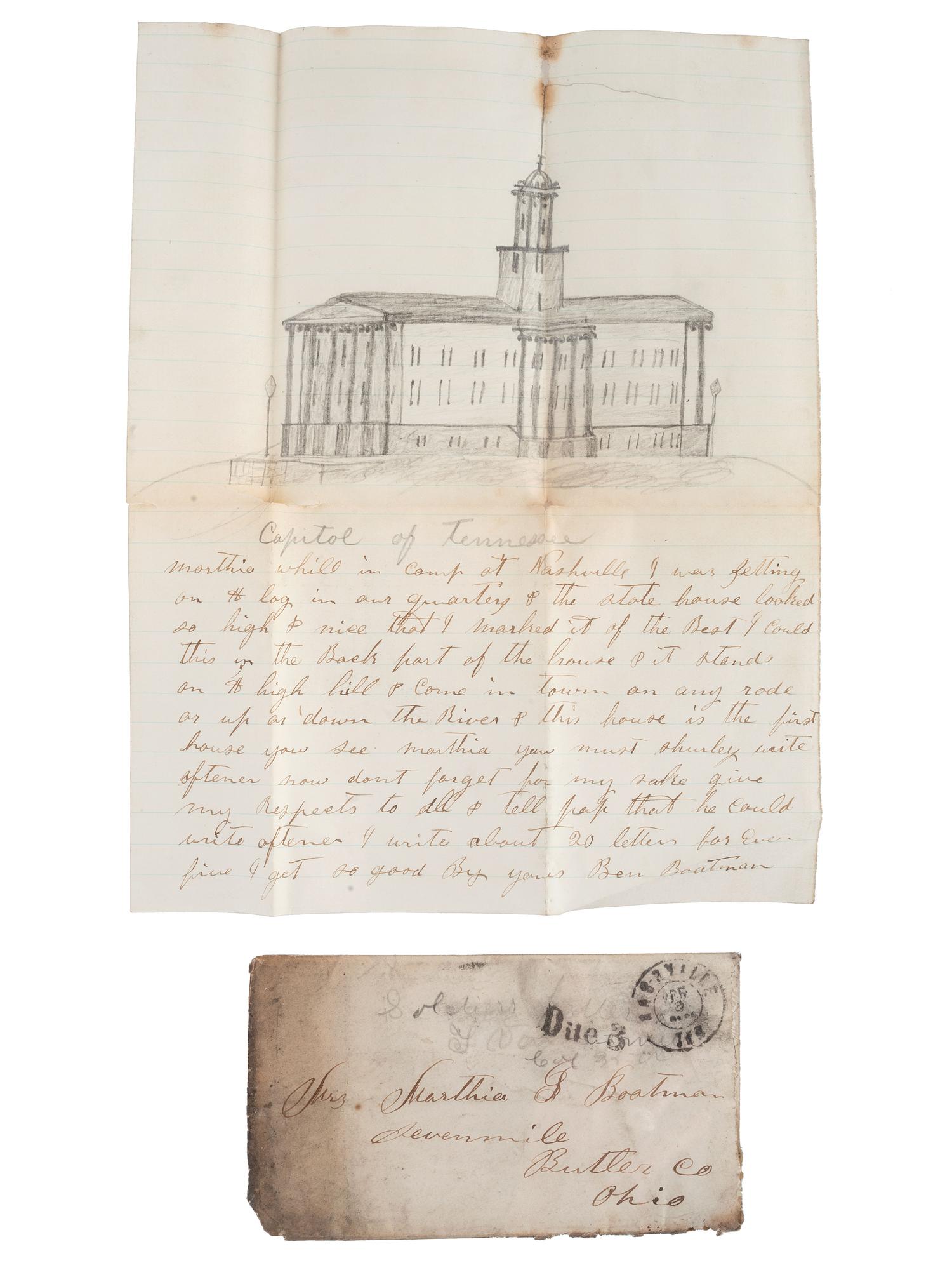 [CIVIL WAR]. Archive featuring the correspondence of brothers Benjamin, Isaac, and Jeremiah Boatman of Butler County, Ohio, enlistees in regiments of the Ohio Volunteer Infantry.