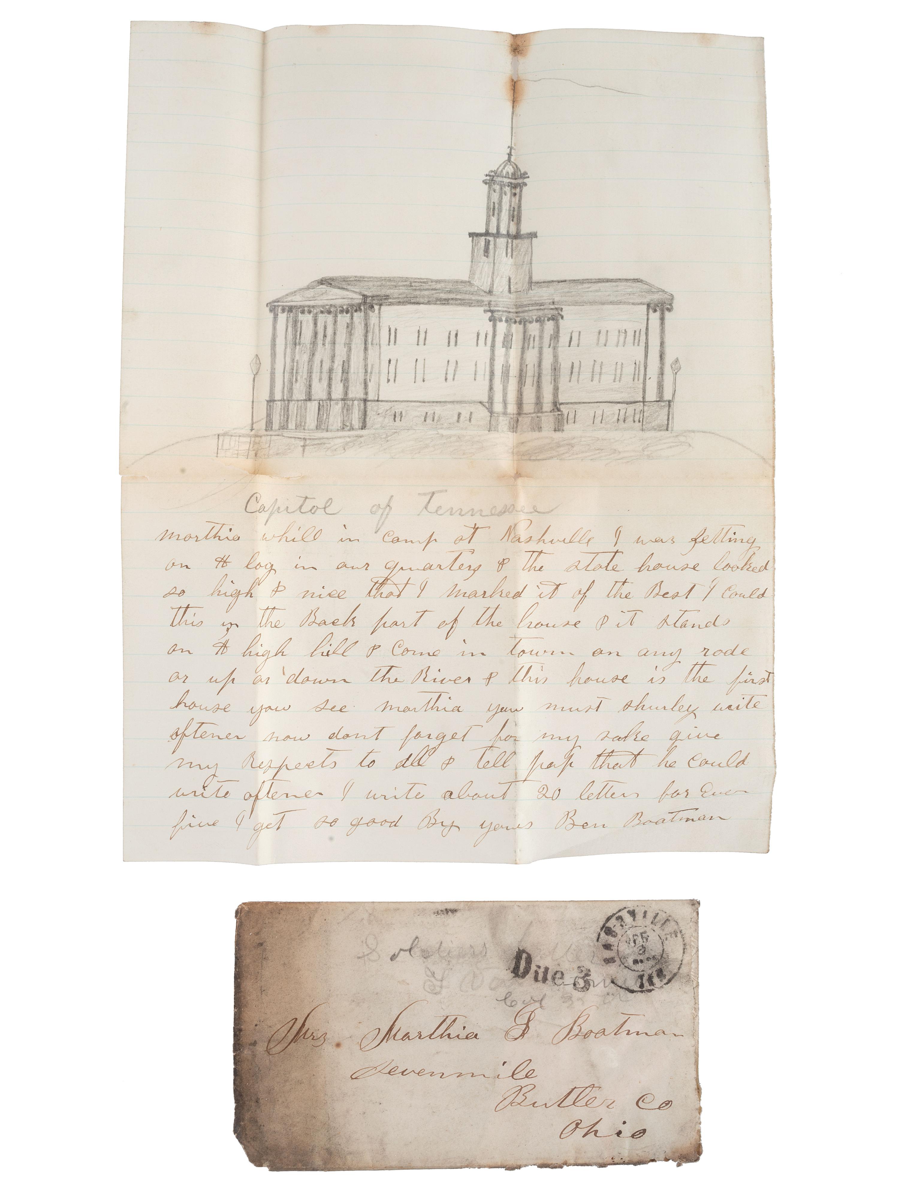 [CIVIL WAR]. Archive featuring the correspondence of brothers Benjamin, Isaac, and Jeremiah Boatman of Butler County, Ohio, enlistees in regiments of the Ohio Volunteer Infantry.