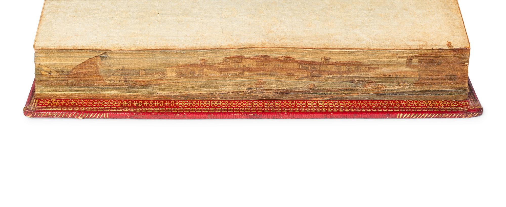 [FORE-EDGE PAINTING] -- BYRON, George Gordon Noel, Lord (1788-1824). The Gaiour. 1814. -- Childe Harold’s Pilgrimage, a Romaunt. 1814. -- Childe Harold’s Pilgrimage, Canto the Third . 1816. -- Childe Harold’s Pilgrimage, Canto the Fourth . 1818. -- Mazeppa, a Poem . 1819– All London: Thomas Davison for John Murray.