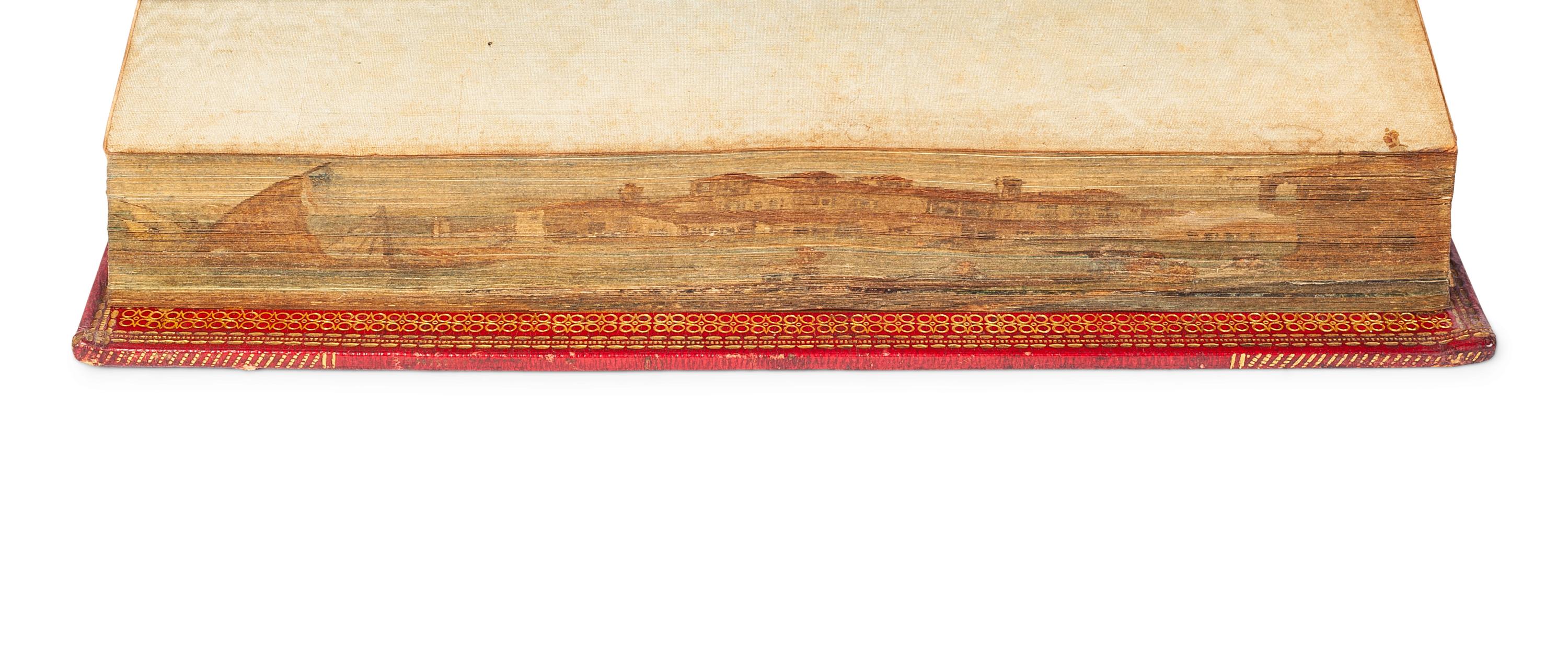 [FORE-EDGE PAINTING] -- BYRON, George Gordon Noel, Lord (1788-1824). The Gaiour. 1814. -- Childe Harold’s Pilgrimage, a Romaunt. 1814. -- Childe Harold’s Pilgrimage, Canto the Third . 1816. -- Childe Harold’s Pilgrimage, Canto the Fourth . 1818. -- Mazeppa, a Poem . 1819– All London: Thomas Davison for John Murray.