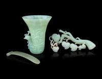 Three Chinese Celadon Jade Articles