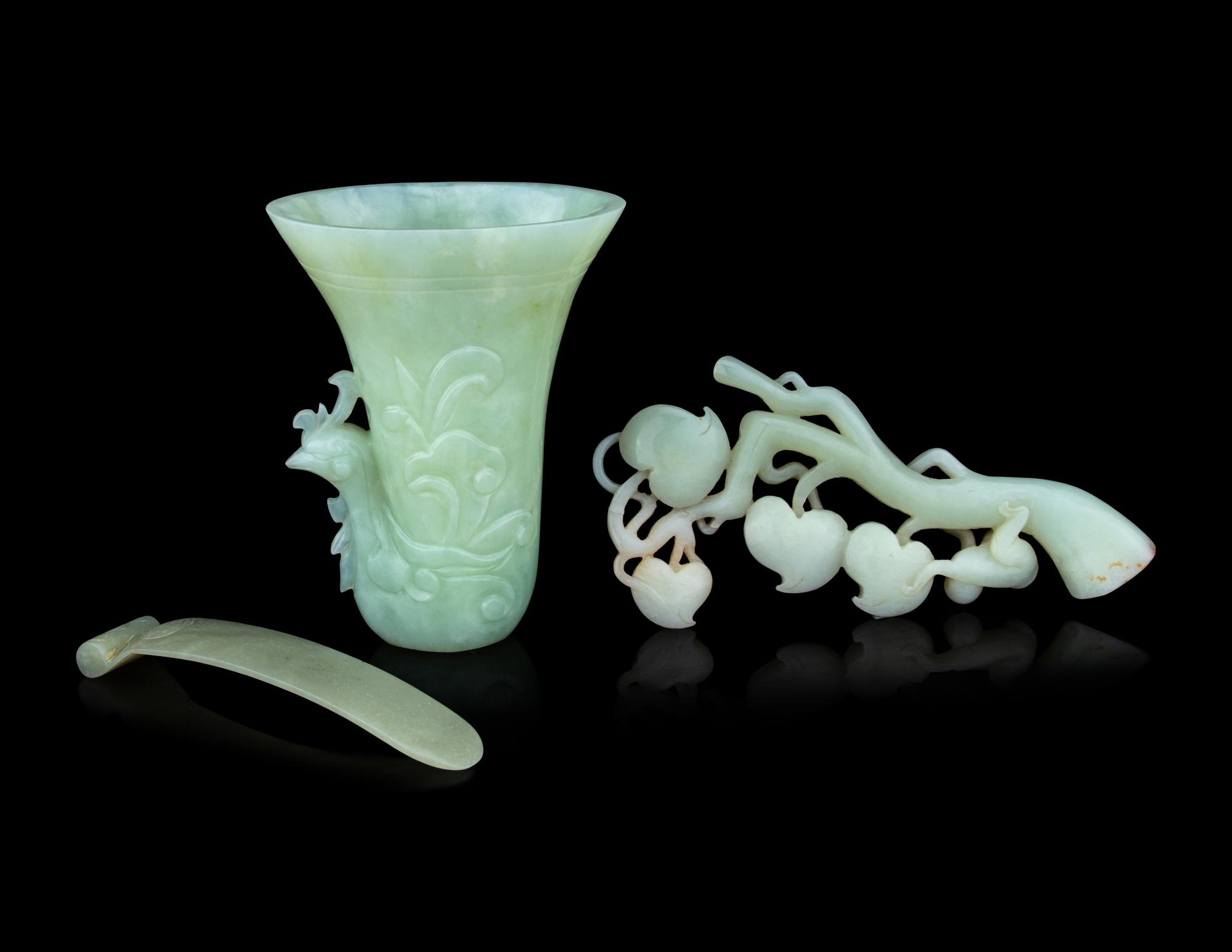 Three Chinese Celadon Jade Articles