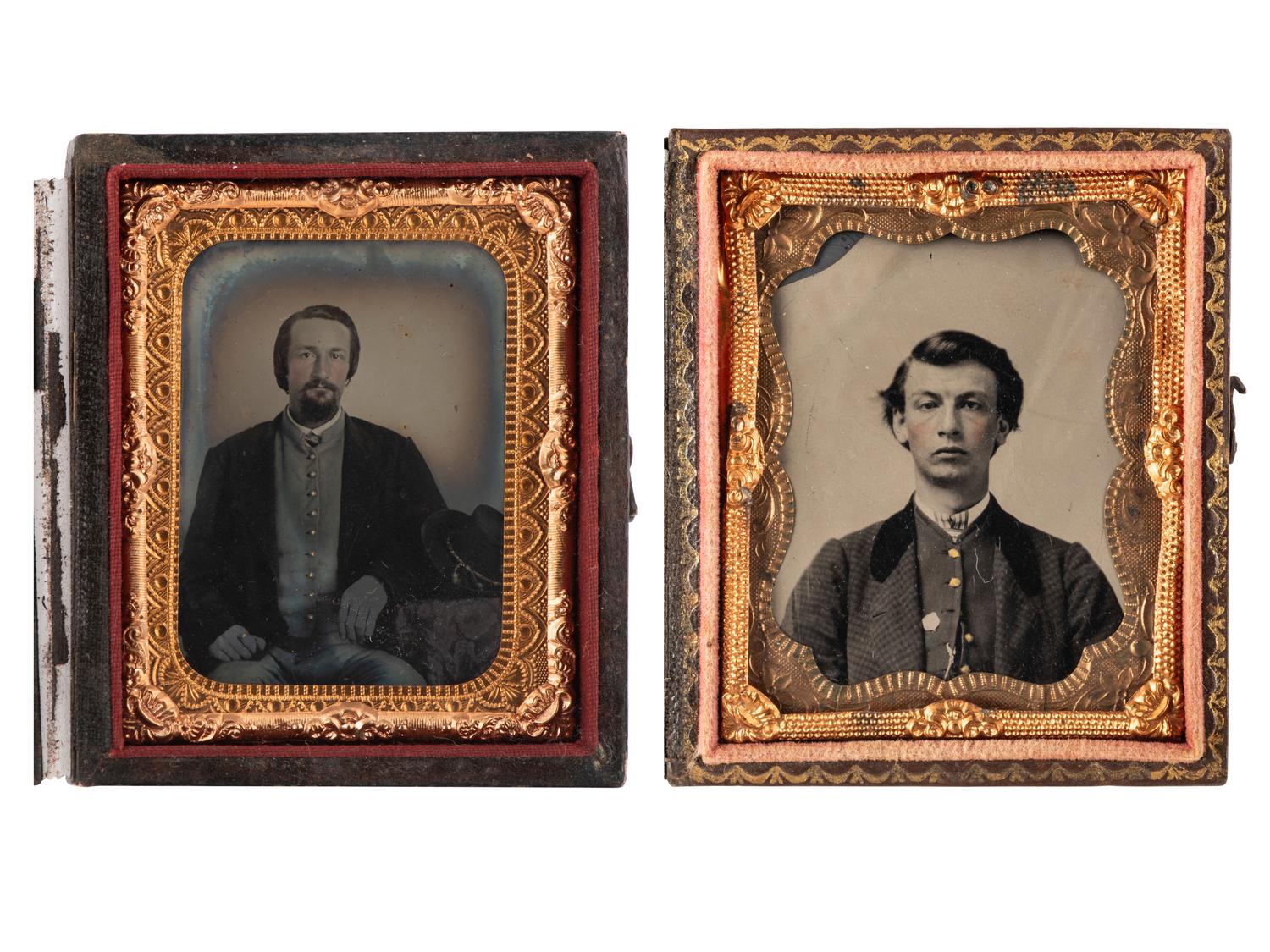 [CIVIL WAR]. Ninth plate tintype of a likely western theater officer posed with a porkpie hat, plus.