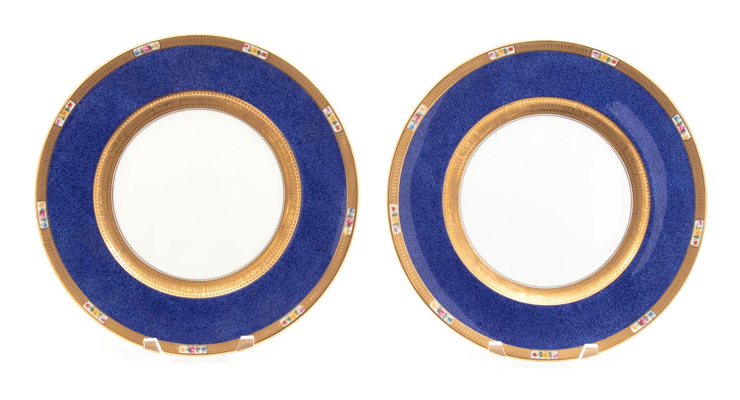 Twelve Cauldon Polychrome and Gilt Decorated Porcelain Plates Diameter 10 1/2 inches. — 20TH CENTURY