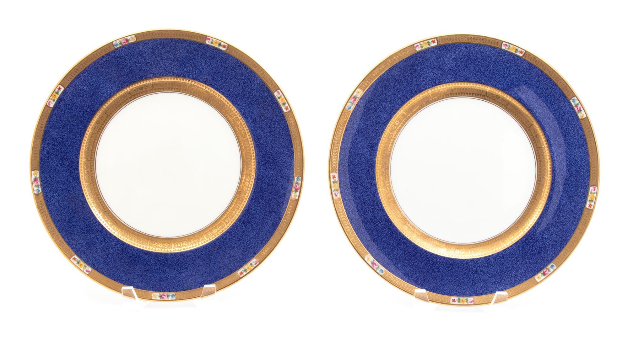 Twelve Cauldon Polychrome and Gilt Decorated Porcelain Plates Diameter 10 1/2 inches. — 20TH CENTURY
