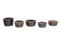 A Group of Five Carved Bowls and a Table Box