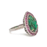 EMERALD, RUBY AND DIAMOND RING