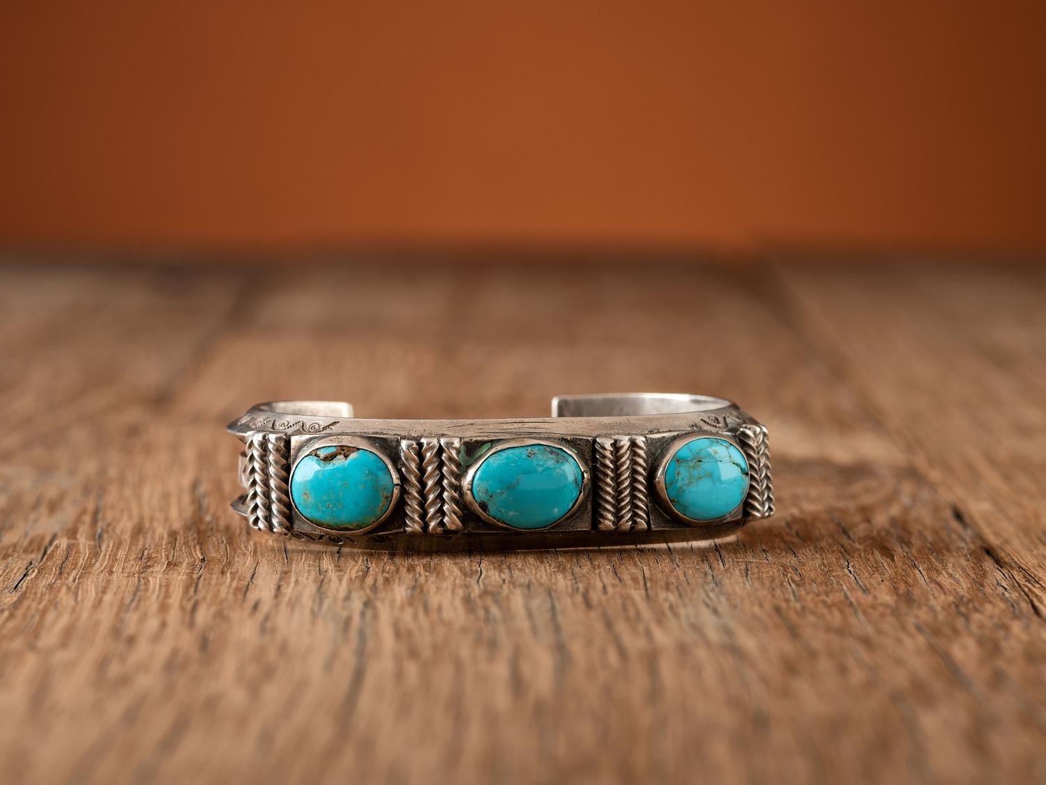 Navajo Silver and Turquoise Cuff Bracelet