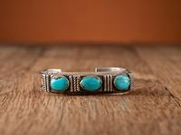 Navajo Silver and Turquoise Cuff Bracelet