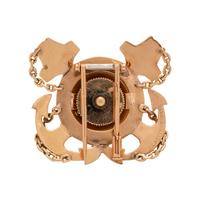 LACLOCHE, YELLOW GOLD AND ENAMEL BROOCH
