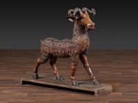 A Folk Art Carved and Painted Wood Ram