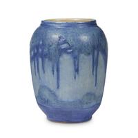 Sadie Irvine for Newcomb College Pottery scenic landscape vase, new orleans, louisiana, 1928
