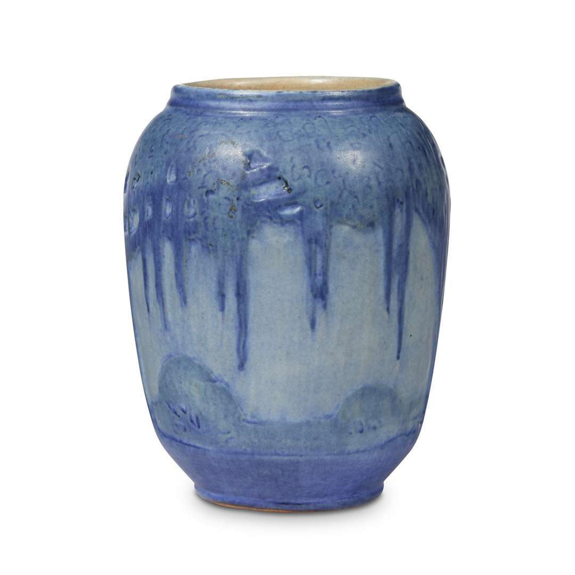 Sadie Irvine for Newcomb College Pottery scenic landscape vase, new orleans, louisiana, 1928