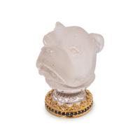 A Continental Gold, Diamond and Sapphire Mounted Carved Rock Crystal Hand-Seal