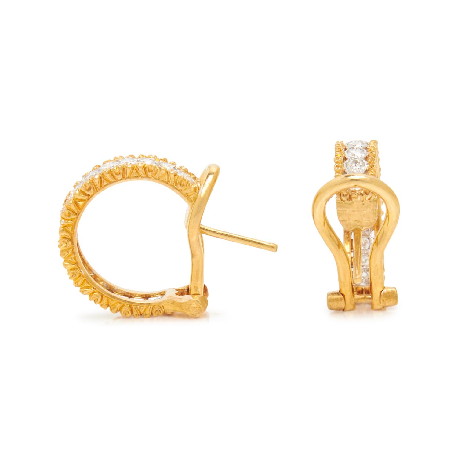 BUCCELLATI, BICOLOR GOLD AND DIAMOND HOOP EARRINGS