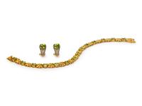 A Collection of Yellow Gold and Peridot Jewelry,