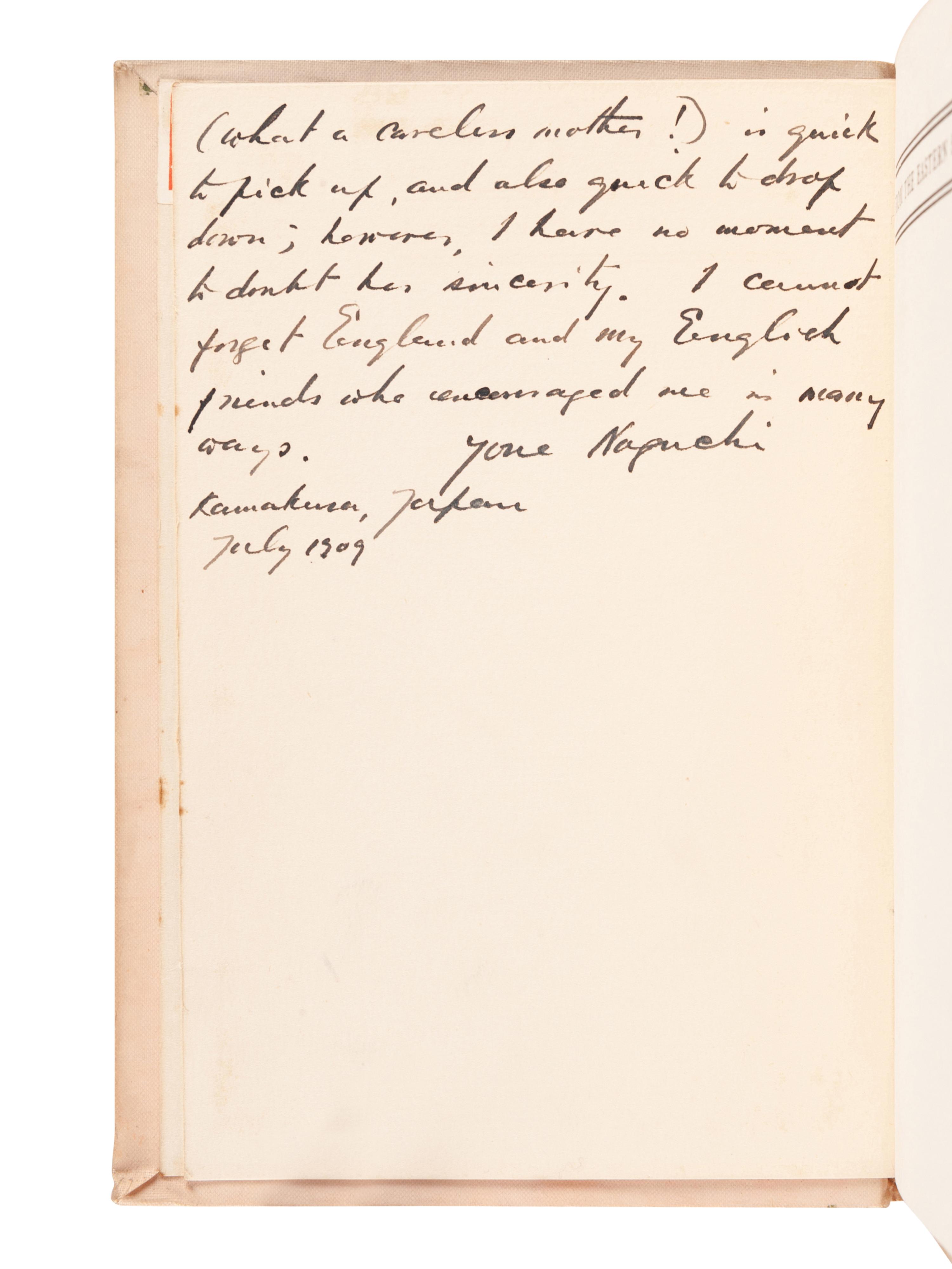 [JAPANESE BOOKS]. NOGUCHI, Yone (1875-1943). A group of 3 works, comprising: