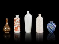 Five Chinese Porcelain Snuff Bottles