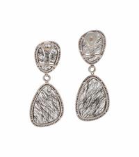 RUTILATED QUARTZ AND DIAMOND EARCLIPS