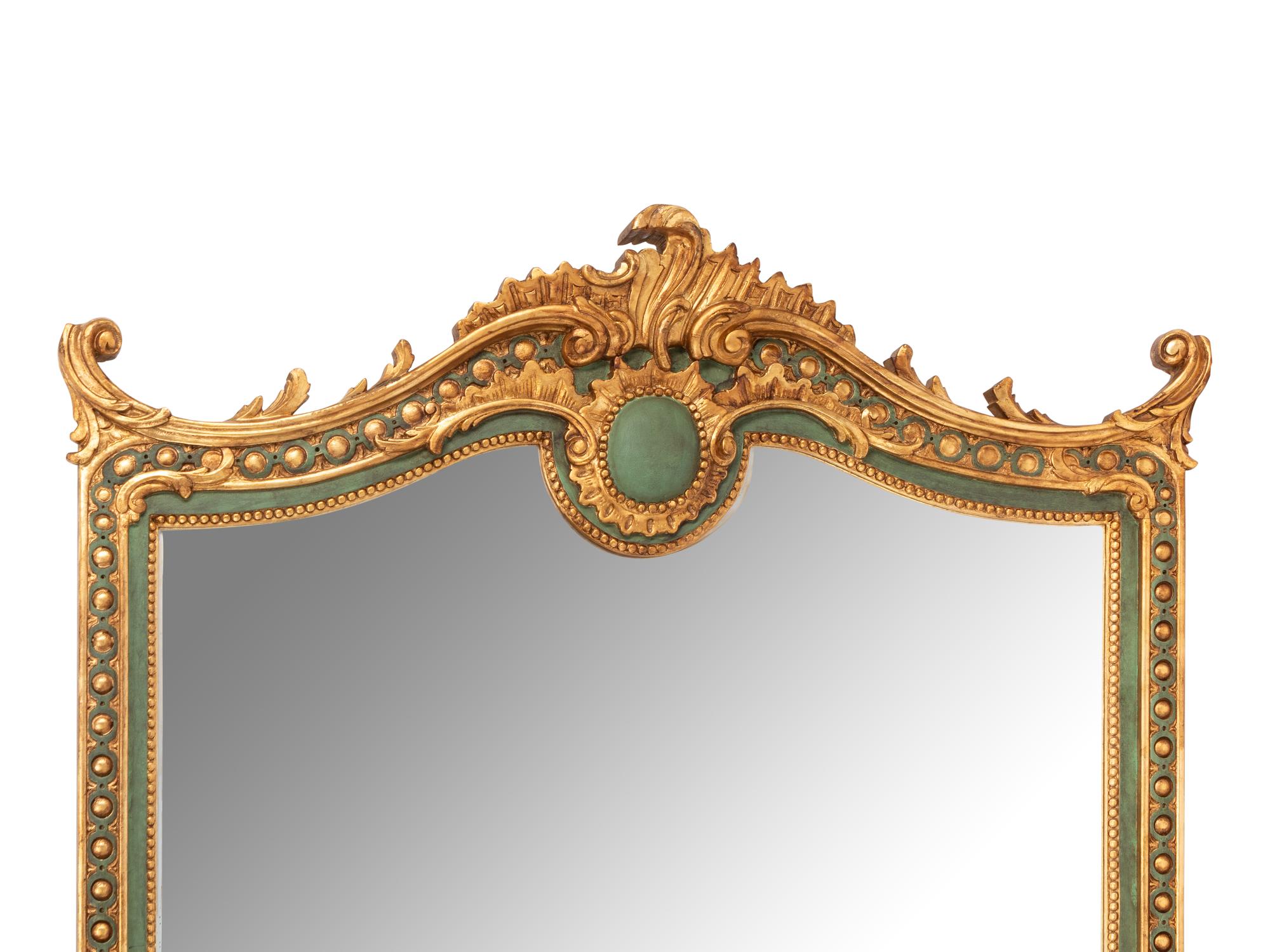 A Large Italian Neoclassical Style Painted and Parcel Gilt Mirror