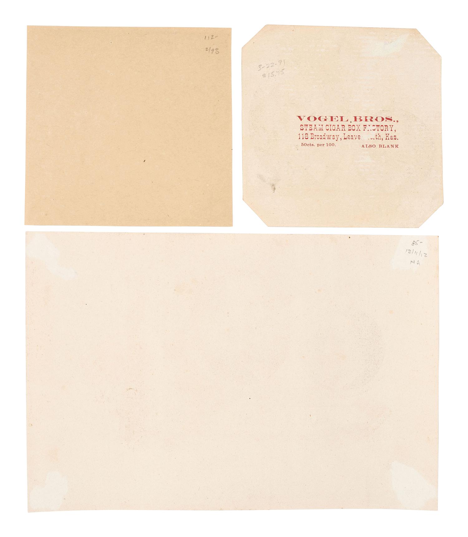 [CLEVELAND, Grover (1837-1908)] -- [HENDRICKS, Thomas (1819-1885)]. A group of cigar box labels from Cleveland and Hendricks' 1884 presidential campaign, comprising: