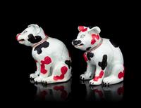 A Pair of Japanese Arita Figures of Puppies