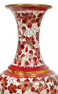 12 Japanese Red Ground Cloisonné Enameled Vessels