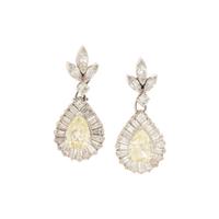 YELLOW DIAMOND AND DIAMOND EARRINGS