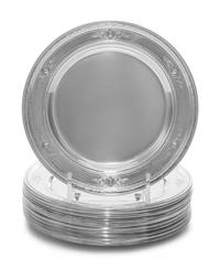 A Set of Twelve American Silver Bread Plates, Reed & Barton, Taunton, MA, with vacant catouches issuing foliate scrolls at intervals ar