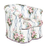 A Custom Barrel-Back Armchair with Chintz Upholstery by Jonas New York