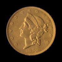 A United States 1853 Liberty Head $20 Gold Coin