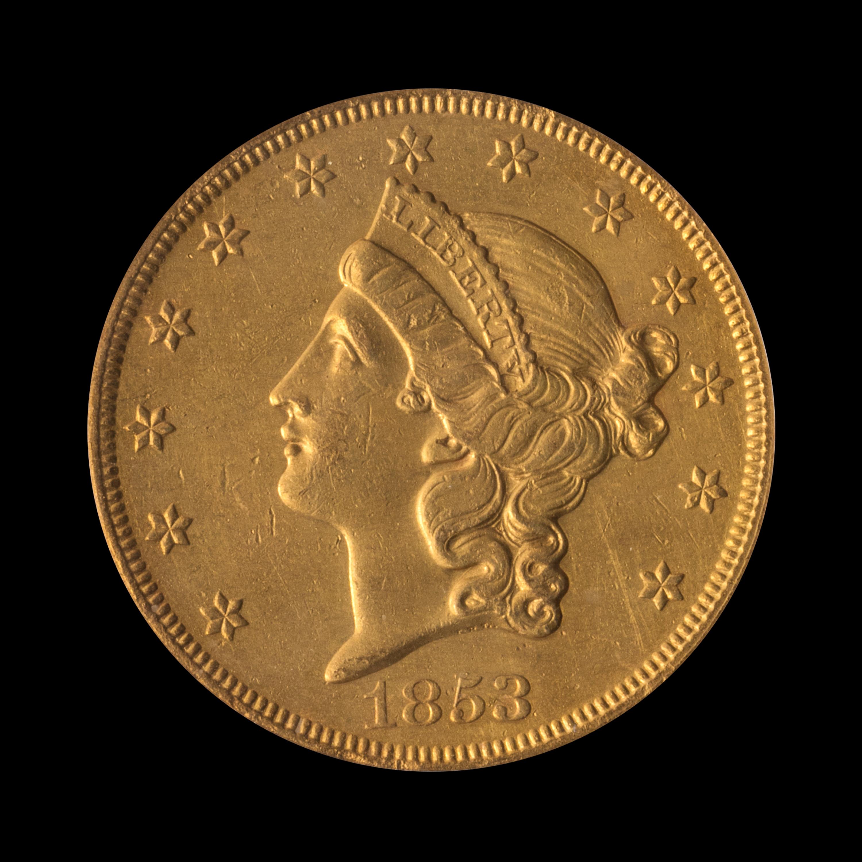 A United States 1853 Liberty Head $20 Gold Coin